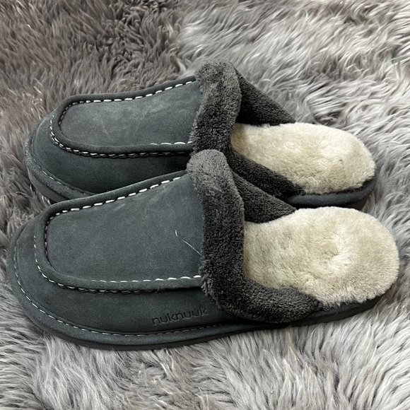 Nuknuuk | Men's Leather Slippers | Grey | Size 11 - Picture 3 of 5